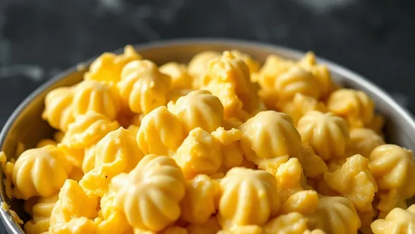 Ovos mexidos cremosos em prato branco com cebolinha picada, textura macia e brilhante, garfo ao lado