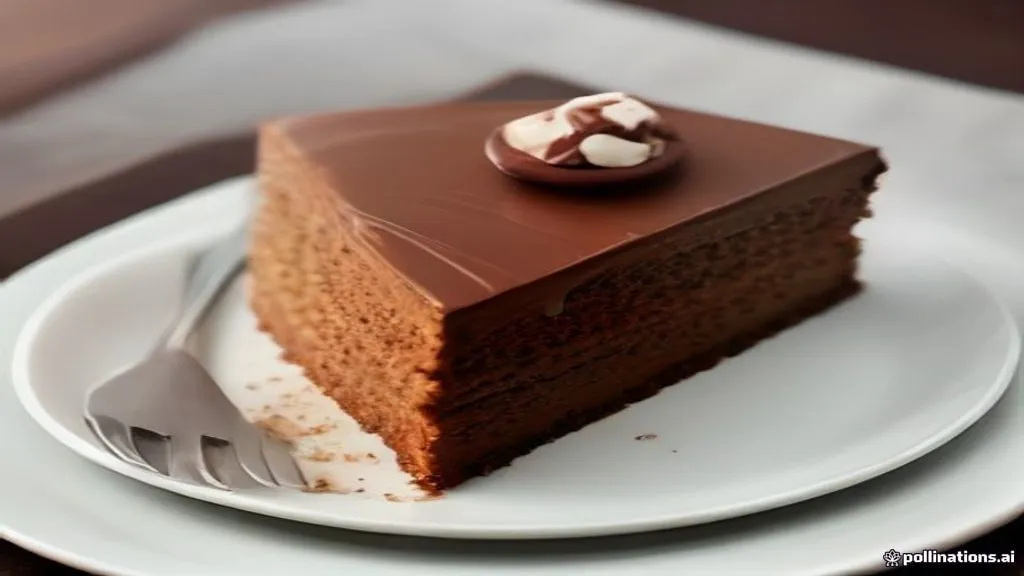 Fatia de bolo prestígio com cobertura de chocolate brilhante e recheio de coco