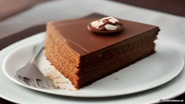 Fatia de bolo prestígio com cobertura de chocolate brilhante e recheio de coco