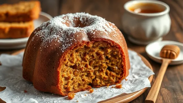 Pão de mel caseiro cortado ao meio mostrando recheio de doce de leite, coberto com chocolate brilhante