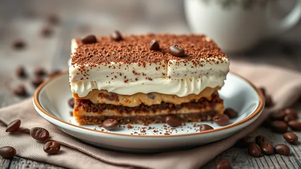 Tiramisù caseiro em forma de vidro, com camadas de biscoito, creme de mascarpone e cacau em pó