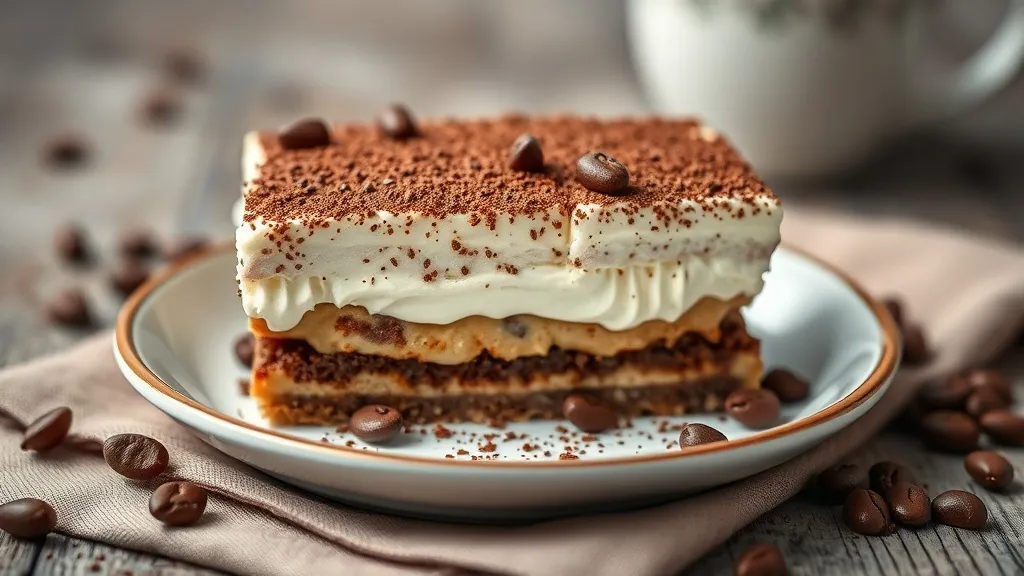 Tiramisù caseiro em forma de vidro, com camadas de biscoito, creme de mascarpone e cacau em pó