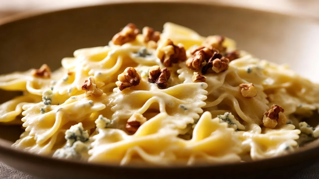 Prato de farfalle ao molho de gorgonzola com nozes
