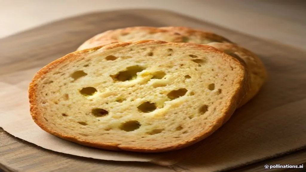 Focaccia dourada recém-assada, com furos preenchidos de azeite, alecrim e flor de sal