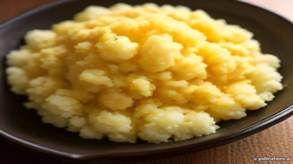 Arroz de couve-flor soltinho e levemente dourado sendo salteado em frigideira de ferro
